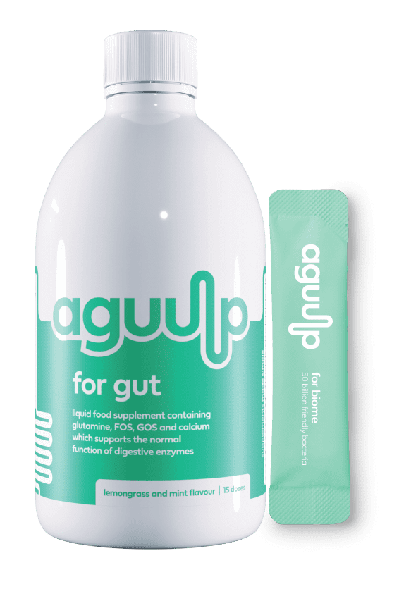 aguulp for gut bottle and aguulp for biome sachet